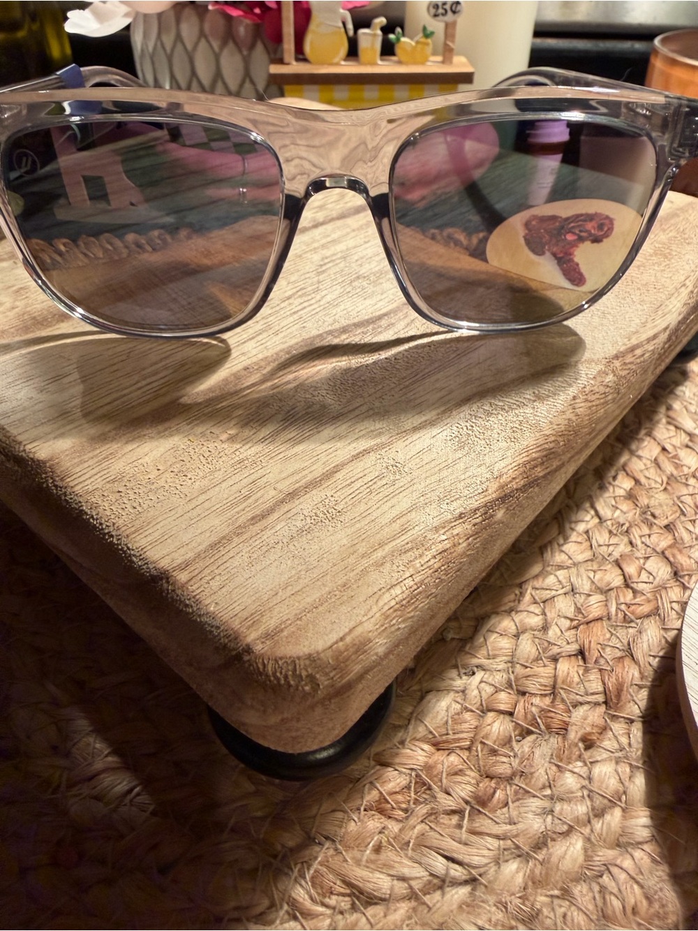 Clear Frame Women’s Sunglasses with Dark Lenses - Picture 3 of 5